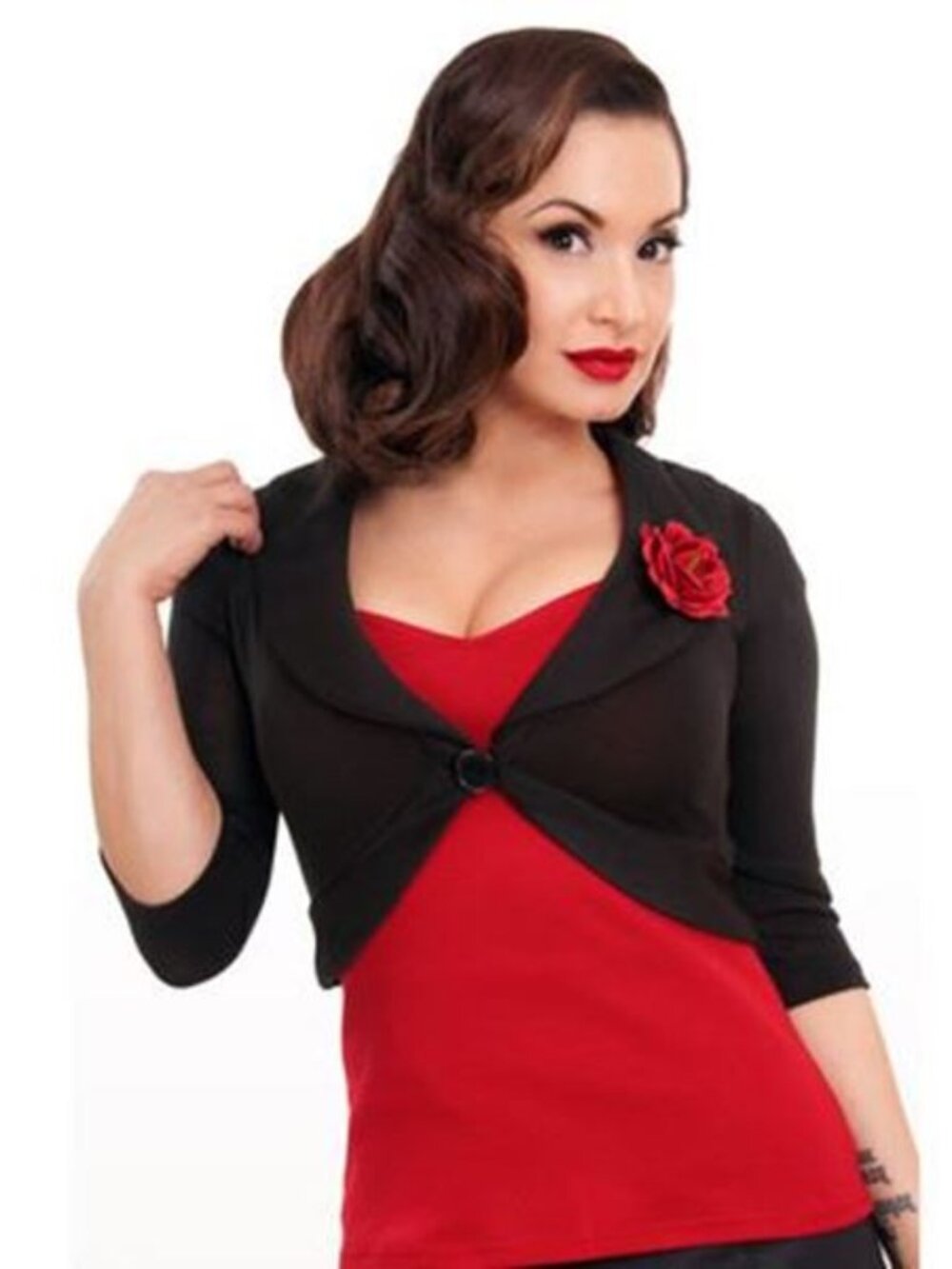 Large (fits Med) NWT Retro Rockabilly Pinup Rose Marilyn Shrug Cardigan ModCloth